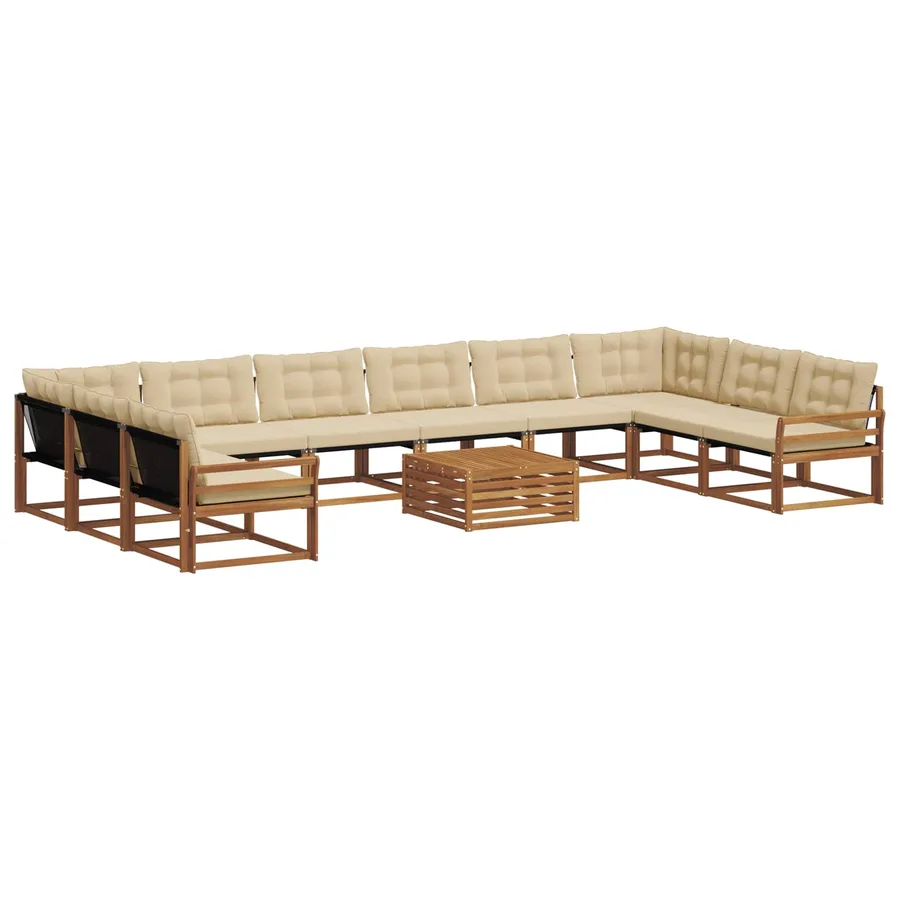 Ensemble de canapés d'extérieur 11 pcs Naturel et Beige - 2