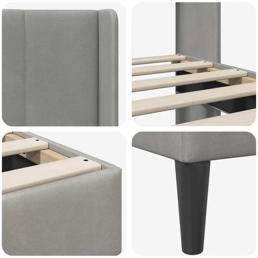 Cadre de lit avec tête de lit Gris clair 200 x 200 cm Velours - 7