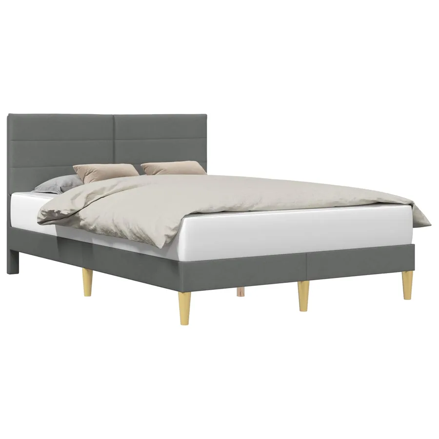 Cadre de lit avec tête de lit Gris foncé 120 x 190 cm Tissu - 2