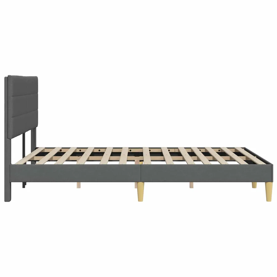 Cadre de lit avec tête de lit Gris foncé 120 x 190 cm Tissu - 5