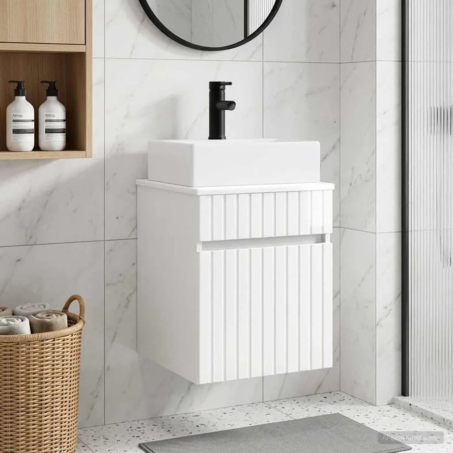 Meuble-sèche avec évier mural Blanc brillant 39 x 41 x 62,5 cm