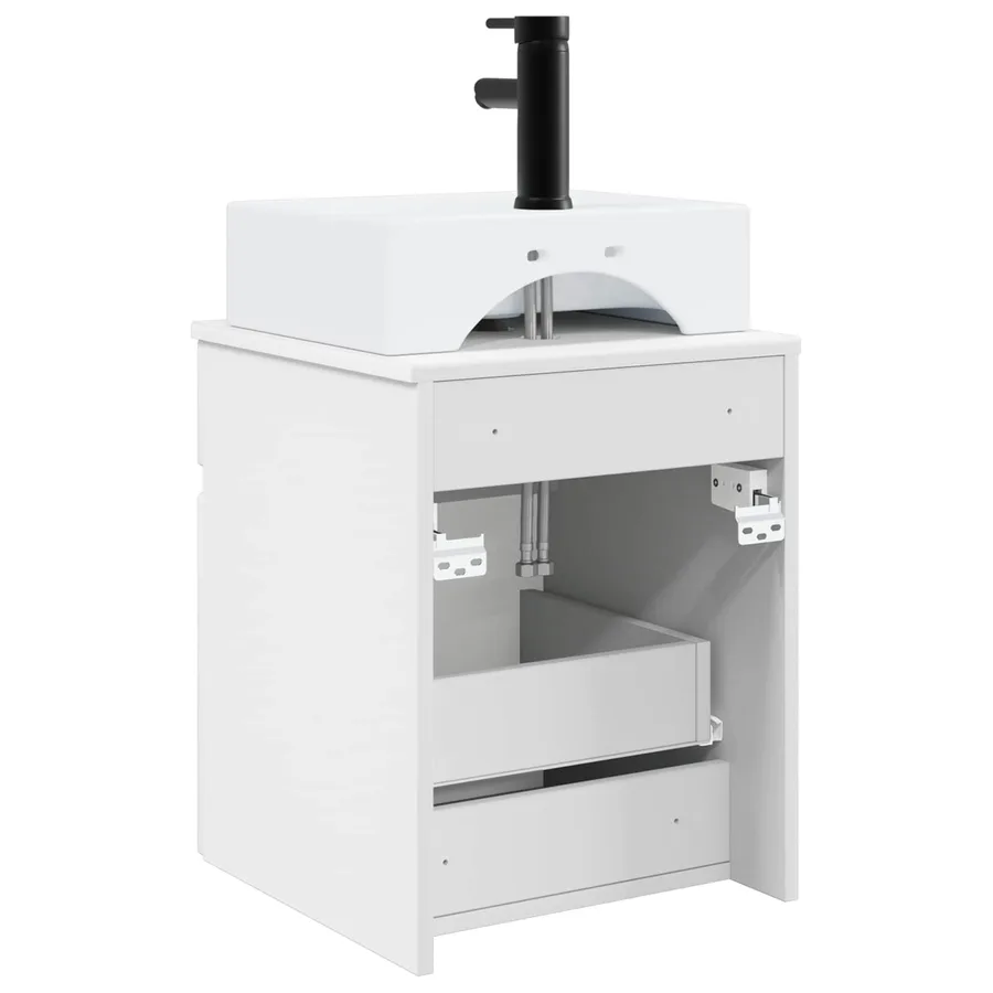 Meuble-sèche avec évier mural Blanc brillant 39 x 41 x 62,5 cm - 4
