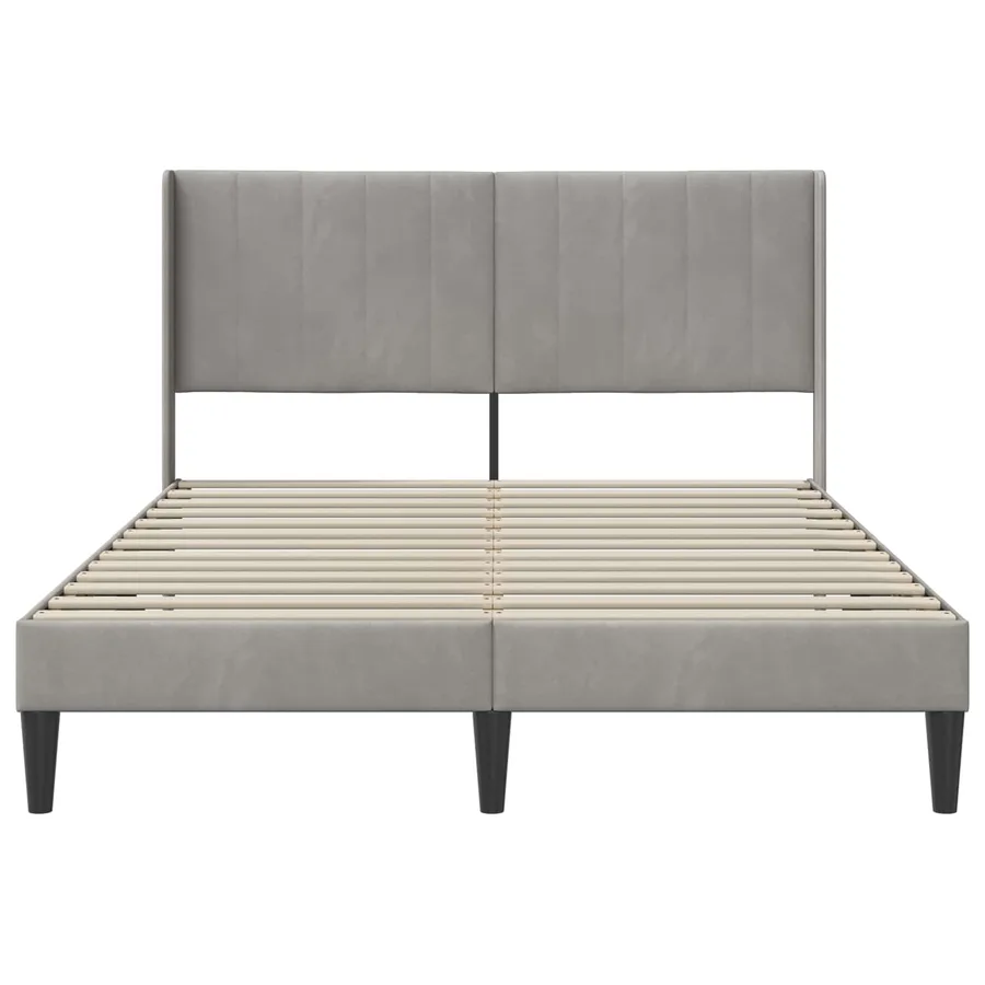 Cadre de lit avec tête de lit Gris clair 120 x 200 cm Velours - 4