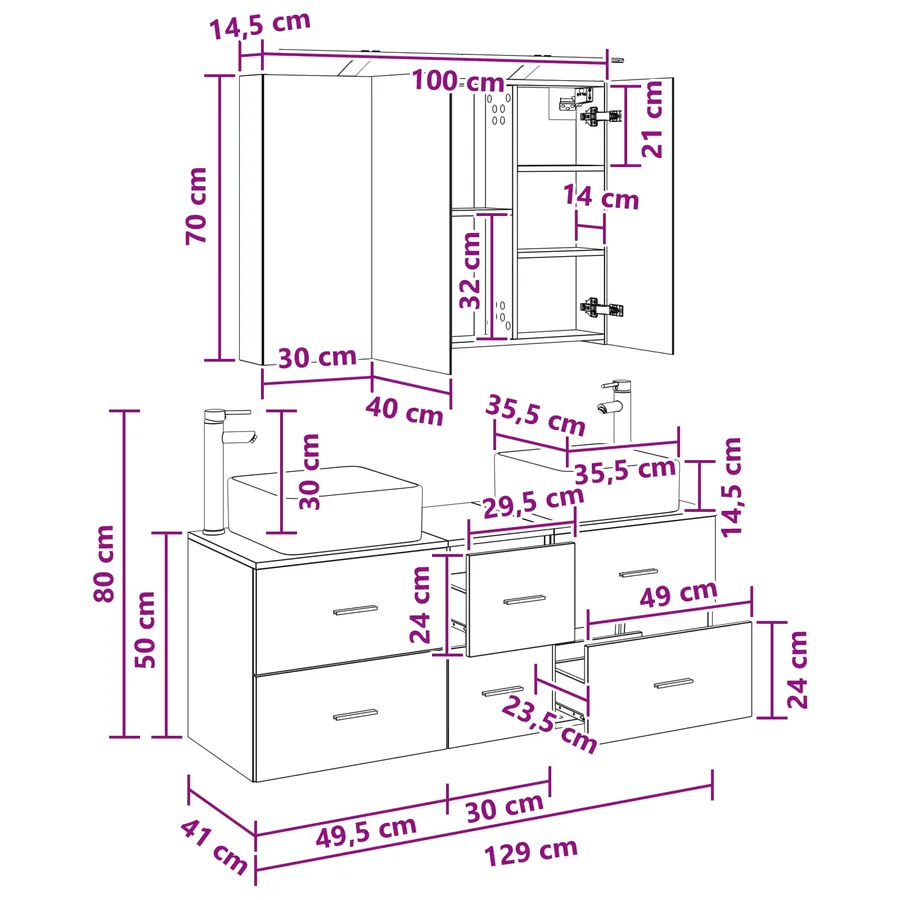 Ensemble de mobilier de salle de bain 4 pc Chêne artisanal - 15
