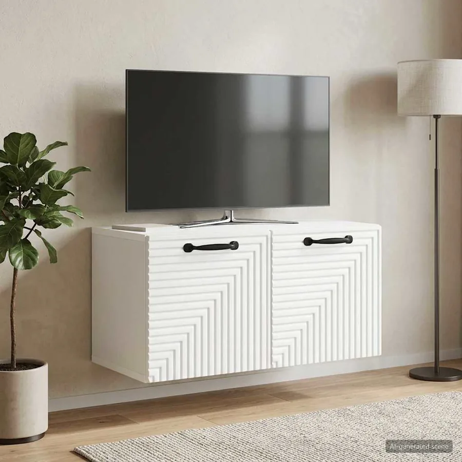 Meuble TV mural Blanc 59,5 x 31 x 30 cm Bois d'ingénierie