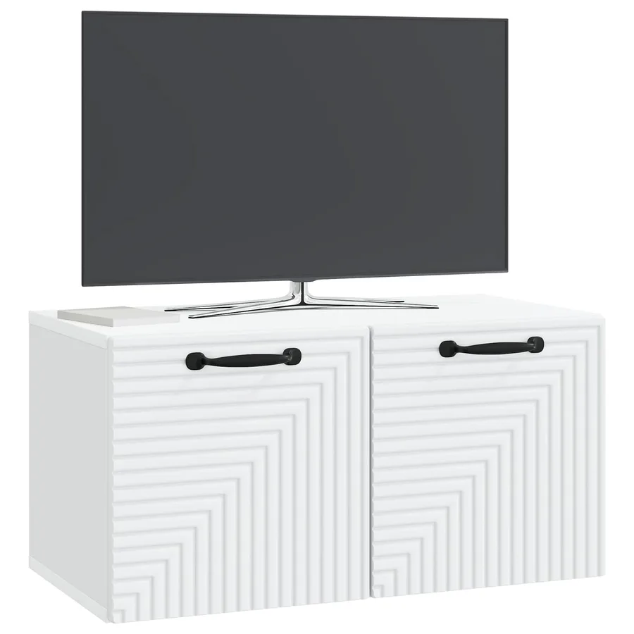Meuble TV mural Blanc 59,5 x 31 x 30 cm Bois d'ingénierie - 3