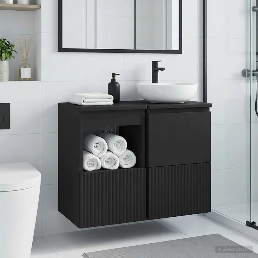 Armoire de salle de bain Noir 30 x 44,5 x 50 cm
