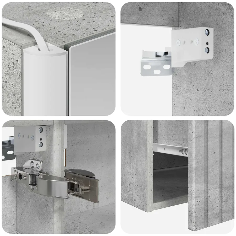 Ensemble d'armoire de salle de bain 4 pcs Gris béton - 9