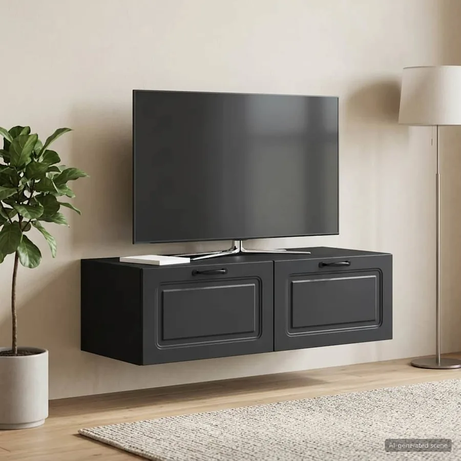 Meuble TV mural Noir 98 x 41 x 30 cm Bois d'ingénierie