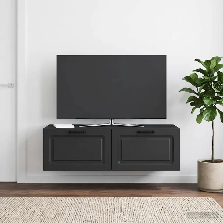 Meuble TV mural Noir 98 x 41 x 30 cm Bois d'ingénierie - 4