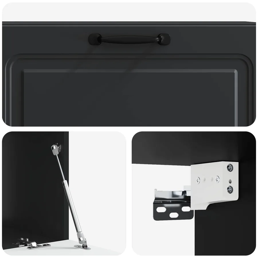Meuble TV mural Noir 98 x 41 x 30 cm Bois d'ingénierie - 9