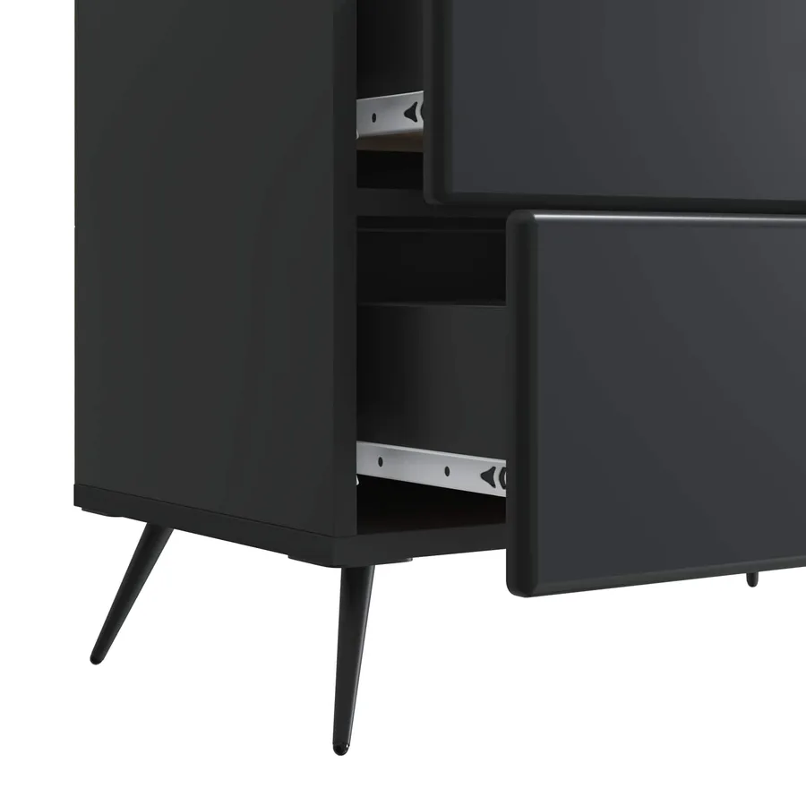 Cabinet de chevet Noir 62 x 34,5 x 47,5 cm Bois d'ingénierie - 9