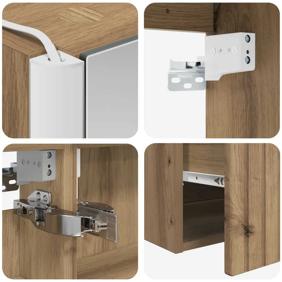 Ensemble d'armoire de salle de bain 4 pc Chêne artisanal - 9