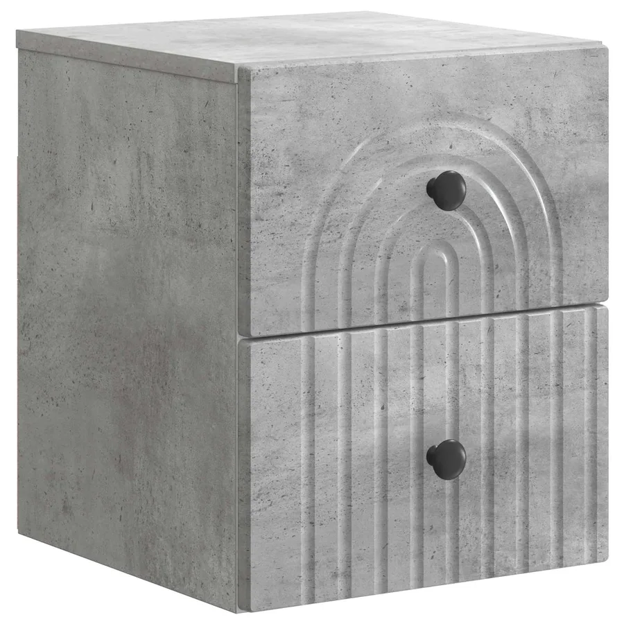 Cabinet de chevet mural Gris béton 33 x 34,5 x 40 cm - 2