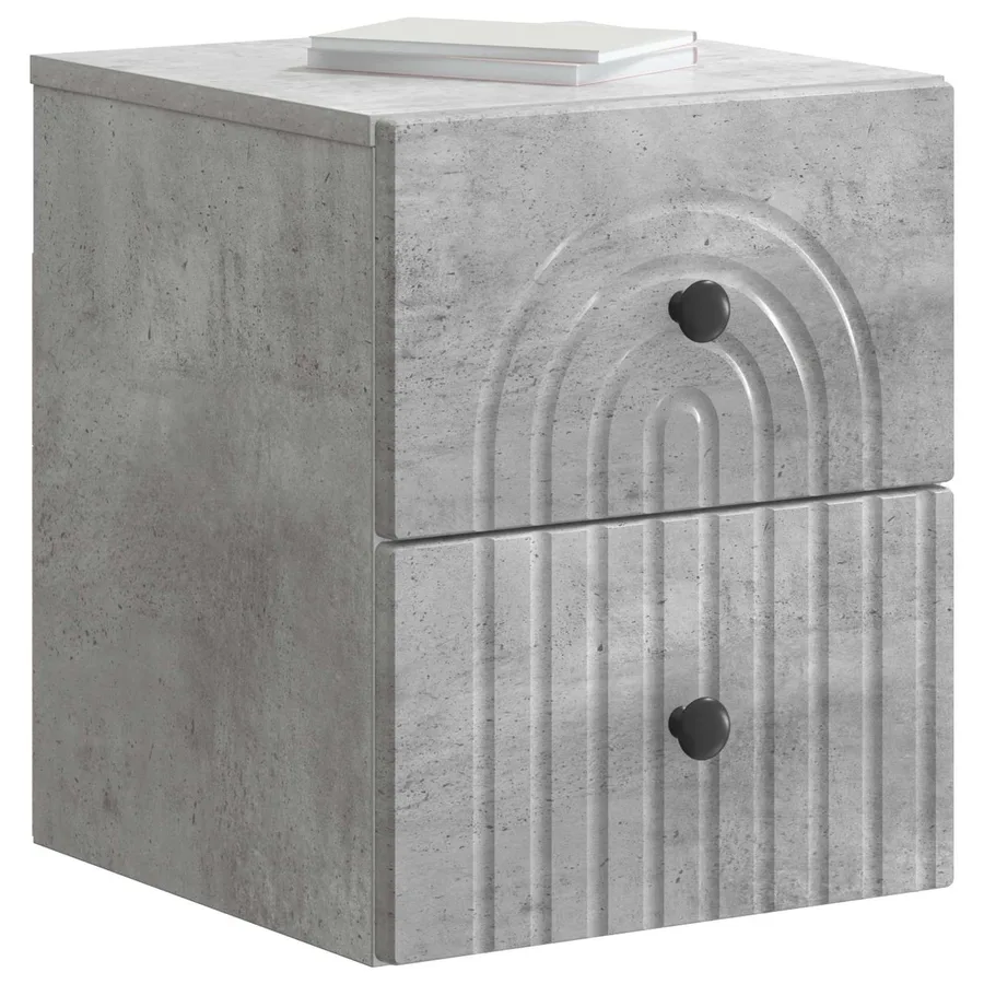 Cabinet de chevet mural Gris béton 33 x 34,5 x 40 cm - 3