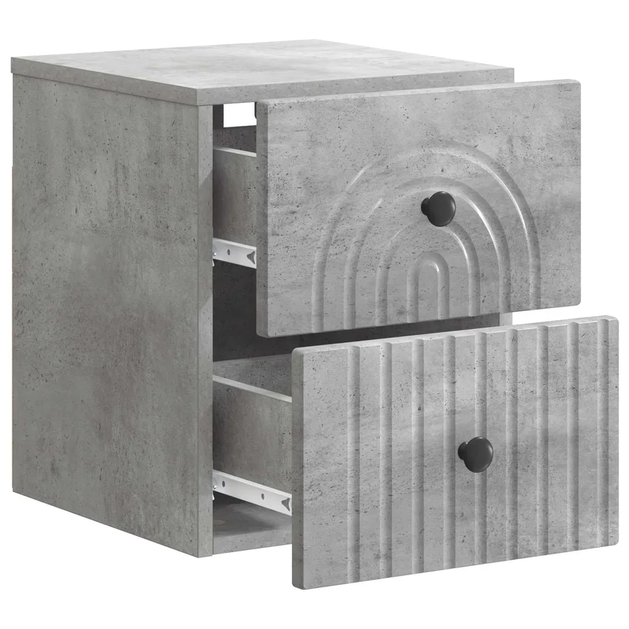 Cabinet de chevet mural Gris béton 33 x 34,5 x 40 cm - 4