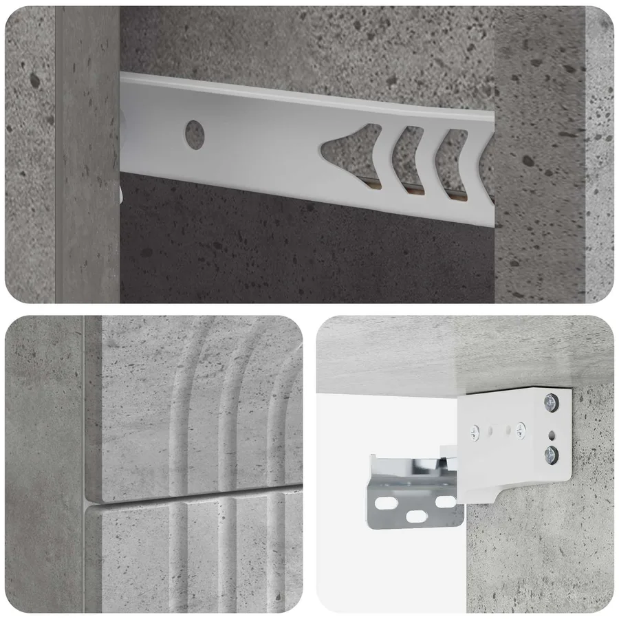 Cabinet de chevet mural Gris béton 33 x 34,5 x 40 cm - 8