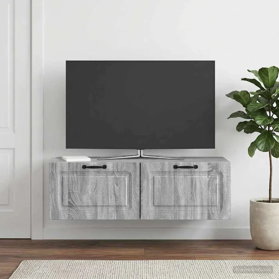 Meuble TV mural Sonoma gris 98 x 41 x 30 cm Bois d'ingénierie - 4