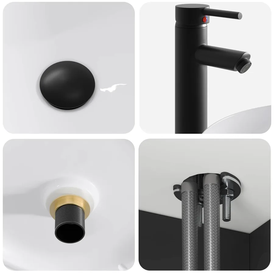 Meuble de lavabo mural Noir 49 x 44,5 x 66 cm Bois d'ingénierie - 6
