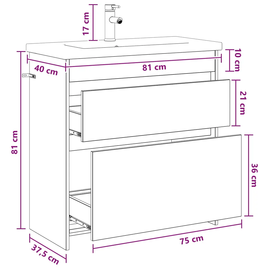 Ensemble de mobilier de salle de bain Chêne Sonoma - 11