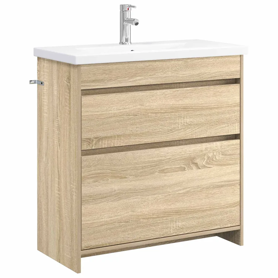 Ensemble de mobilier de salle de bain Chêne Sonoma - 2