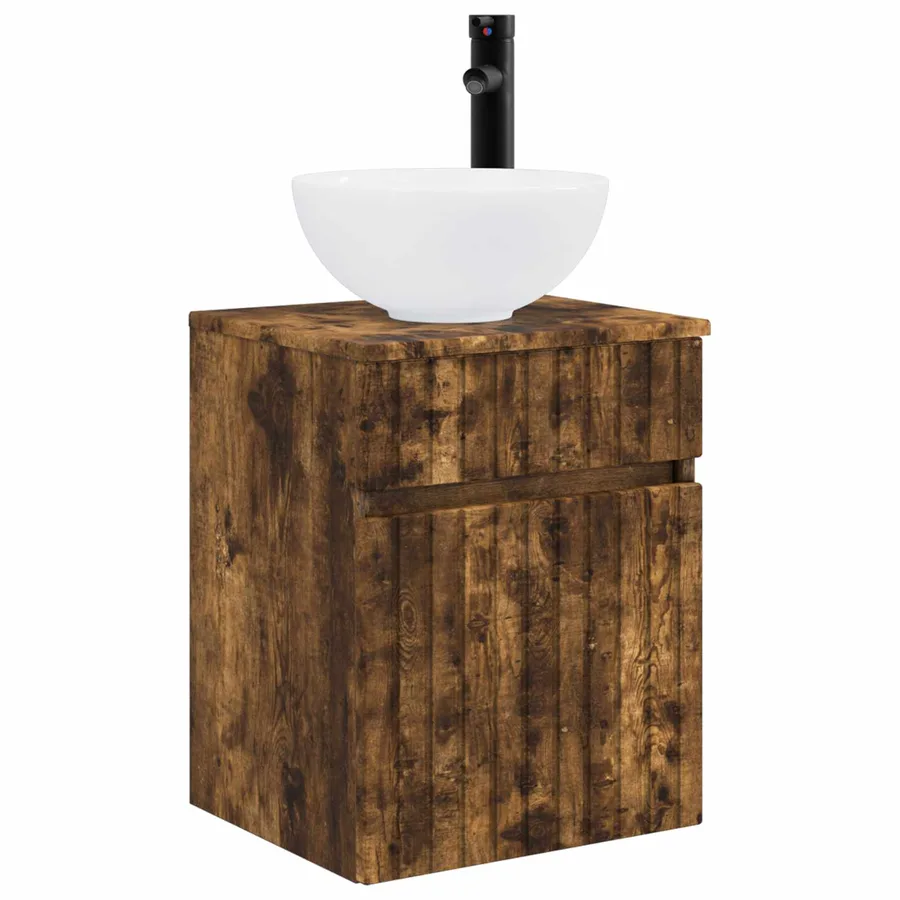 Meuble de lavabo mural Chêne fumé 39 x 41 x 64,5 cm - 2
