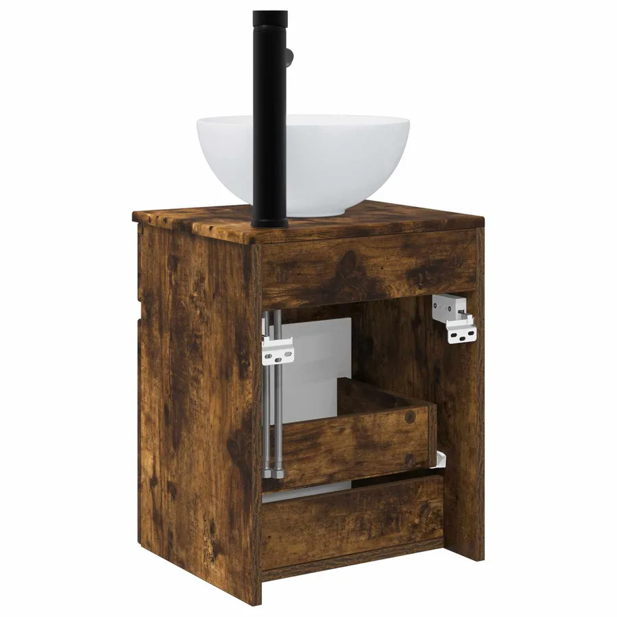 Meuble de lavabo mural Chêne fumé 39 x 41 x 64,5 cm - 4