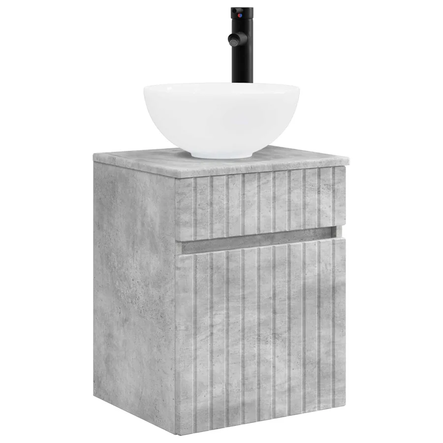 Meuble de lavabo mural Gris béton 39 x 41 x 64,5 cm - 2