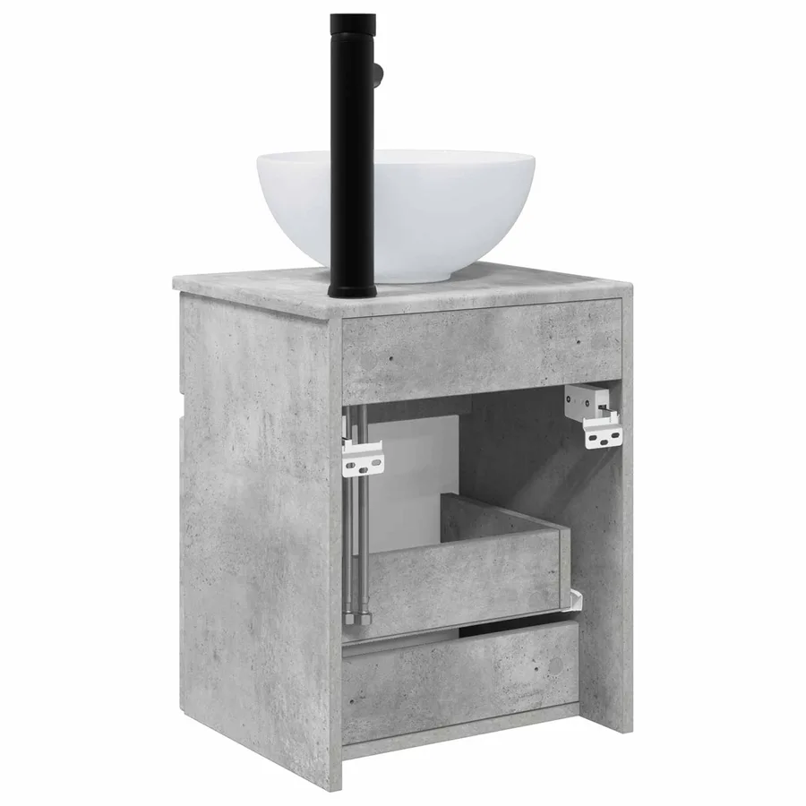 Meuble de lavabo mural Gris béton 39 x 41 x 64,5 cm - 4