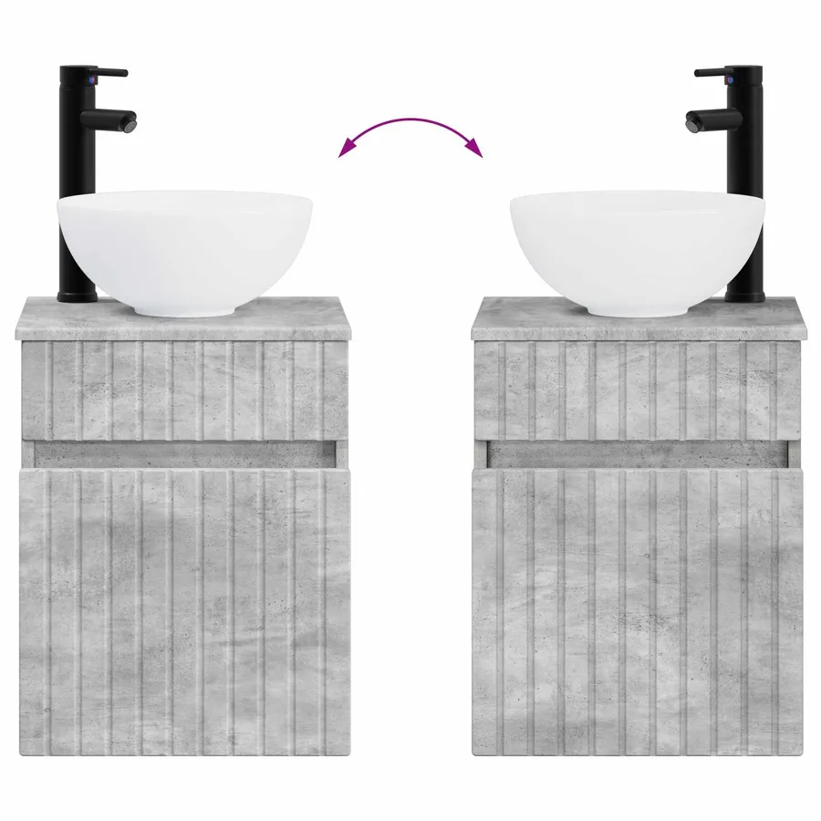 Meuble de lavabo mural Gris béton 39 x 41 x 64,5 cm - 7