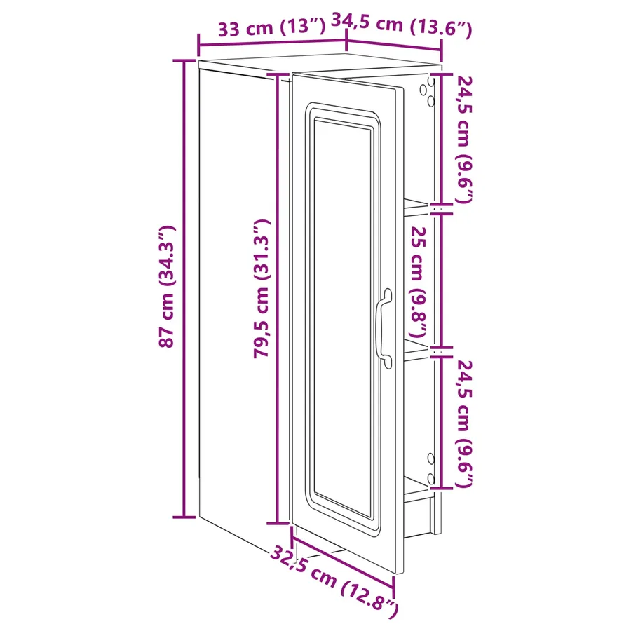 Buffet Gris béton 33 x 34,5 x 87 cm Bois d'ingénierie - 12