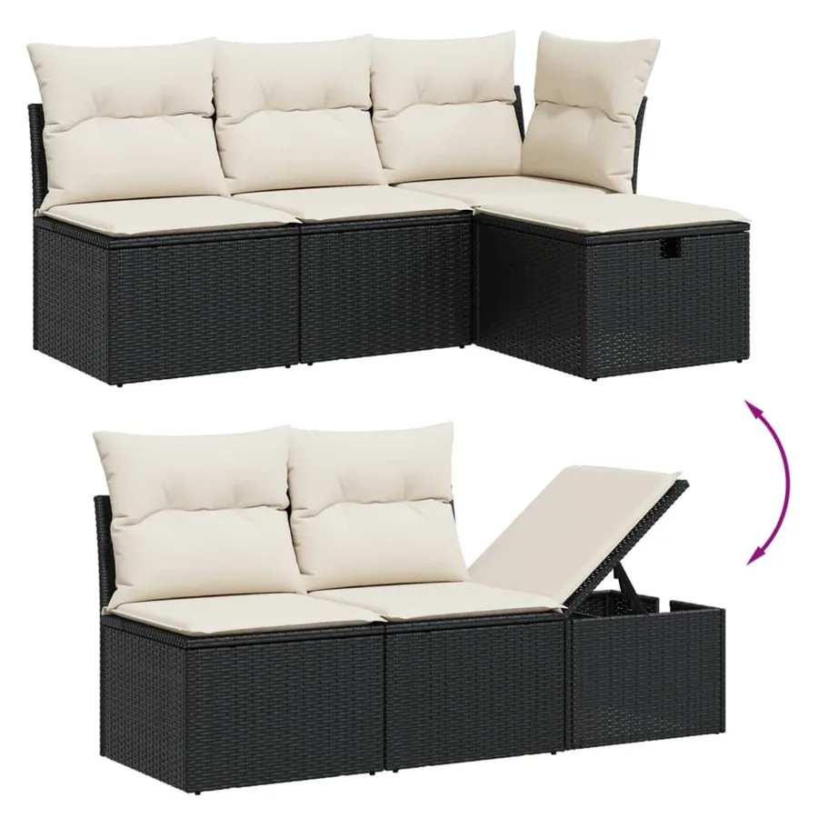 Salon de jardin 7 pcs avec coussins noir résine tressée 62 x 62 x 69 cm - 57,6 kg - 3