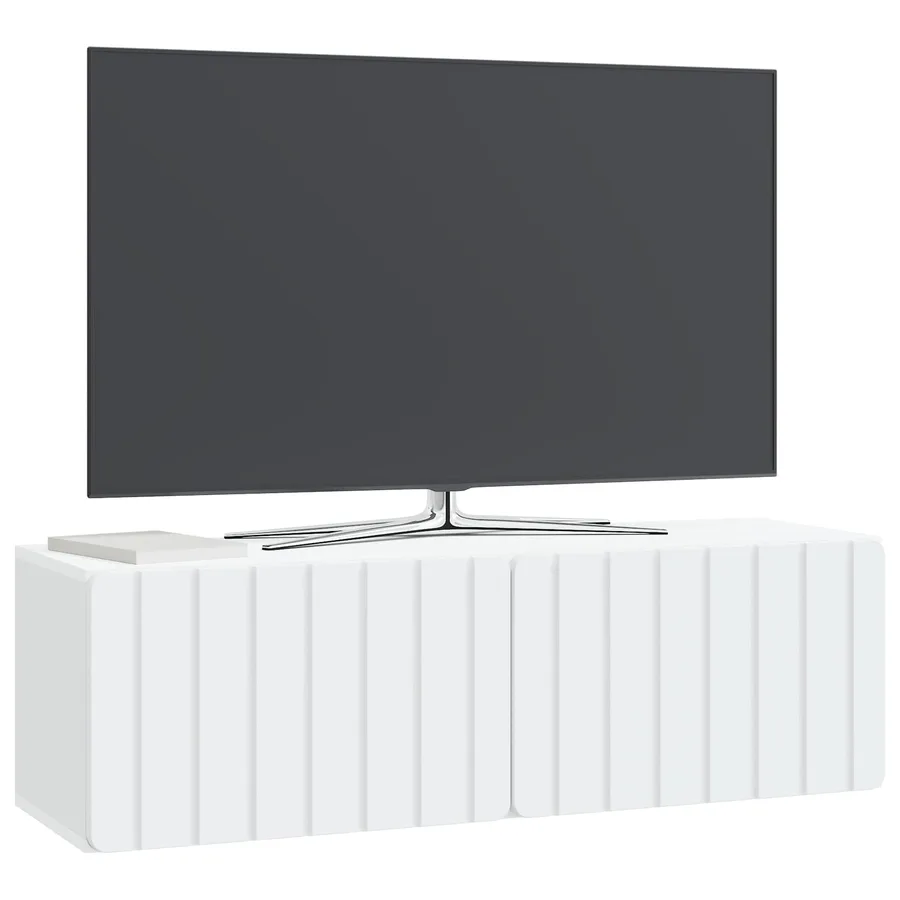 Meuble TV mural 98 x 31 x 30 cm Blanc Bois d'ingénierie - 3