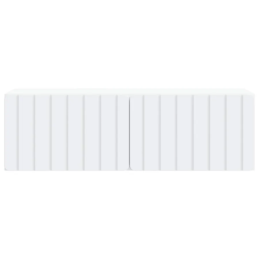 Meuble TV mural 98 x 31 x 30 cm Blanc Bois d'ingénierie - 5