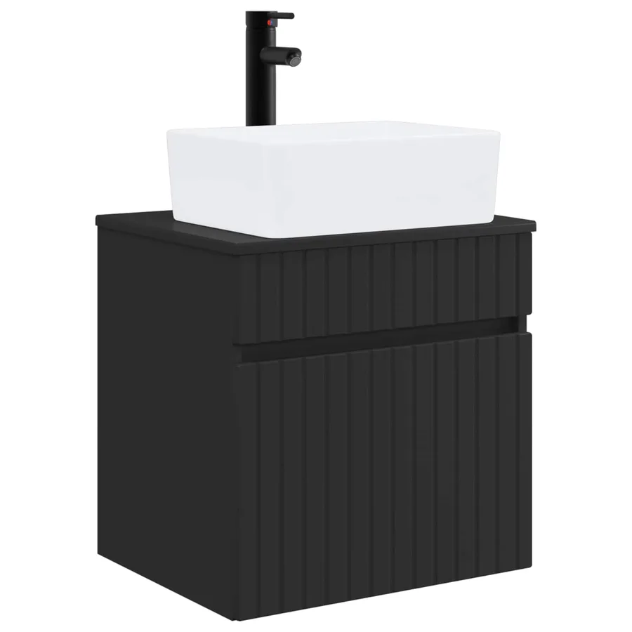 Meuble de lavabo mural Noir 49 x 41 x 63 cm Bois d'ingénierie - 2