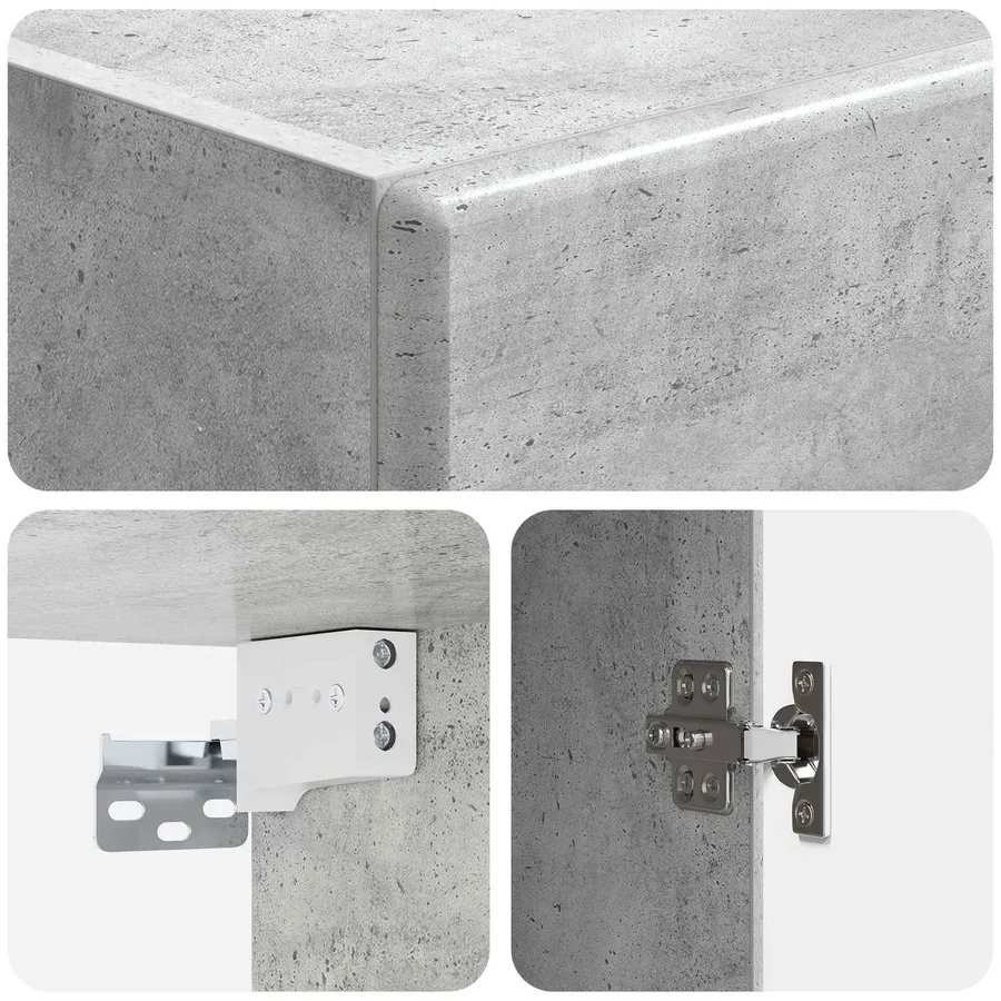 Armoire Murale Gris béton 33 x 34,5 x 90 cm Bois d'ingénierie - 7