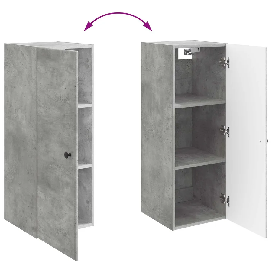 Armoire Murale Gris béton 33 x 34,5 x 90 cm Bois d'ingénierie - 8