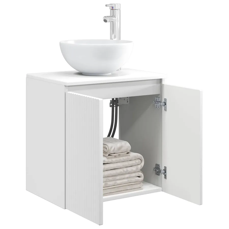 Vanité de lavabo mural Blanc 49,5 x 35 x 63 cm - 3
