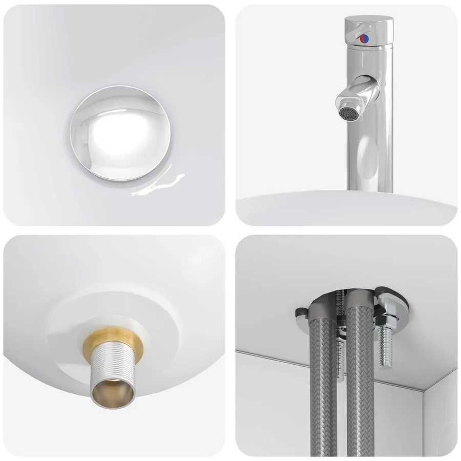 Vanité de lavabo mural Blanc 49,5 x 35 x 63 cm - 7