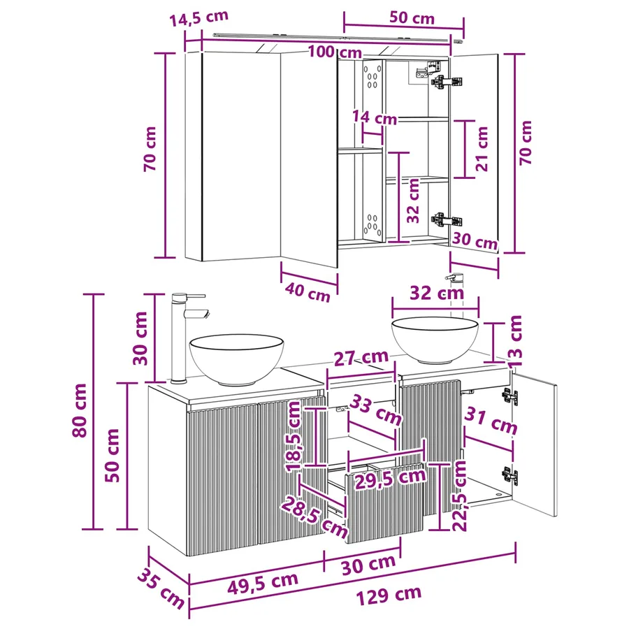 Ensemble d'armoire de salle de bain 4 pcs Chêne Sonoma - 15