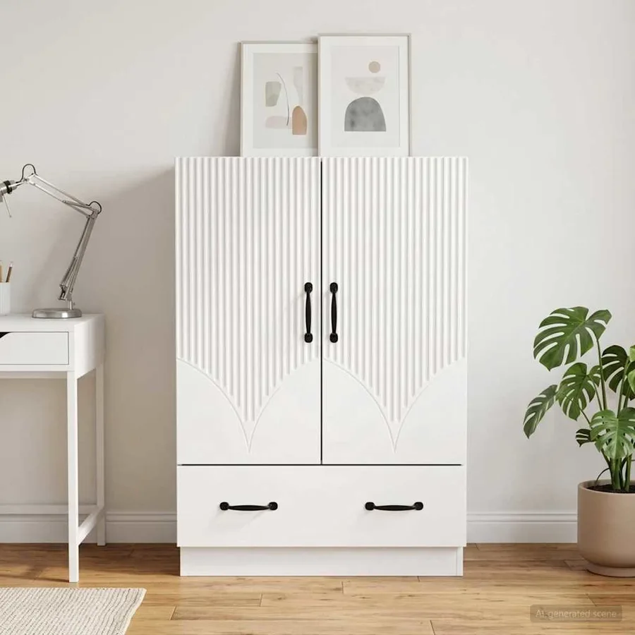Buffet Blanc 66 x 34,5 x 92 cm Bois d'ingénierie - 3