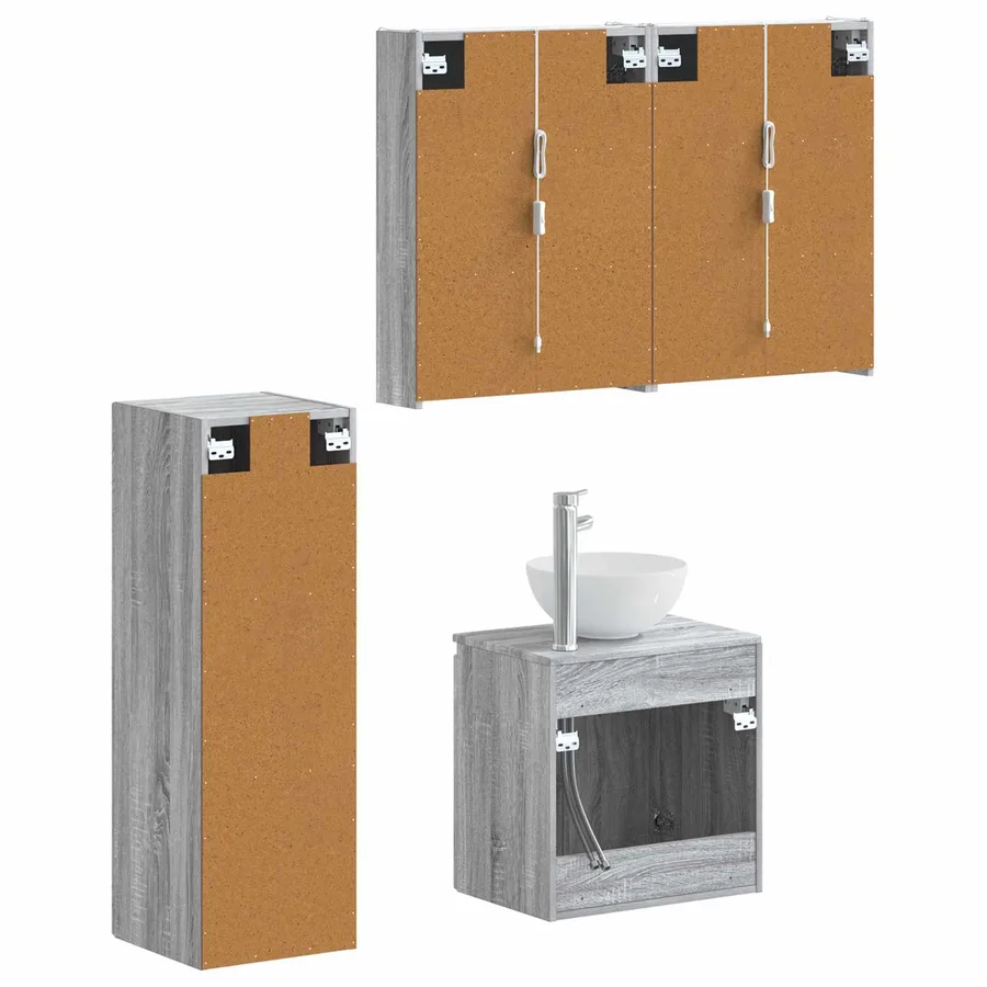 Ensemble de mobilier de salle de bain 4 pcs Sonoma gris - 5