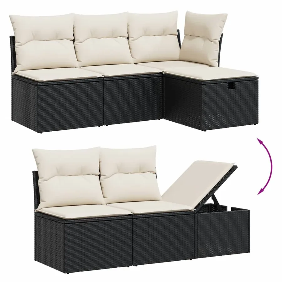 Salon de jardin 7 pcs avec coussins noir résine tressée 62 x 62 x 69 cm - 56,8 kg - 3