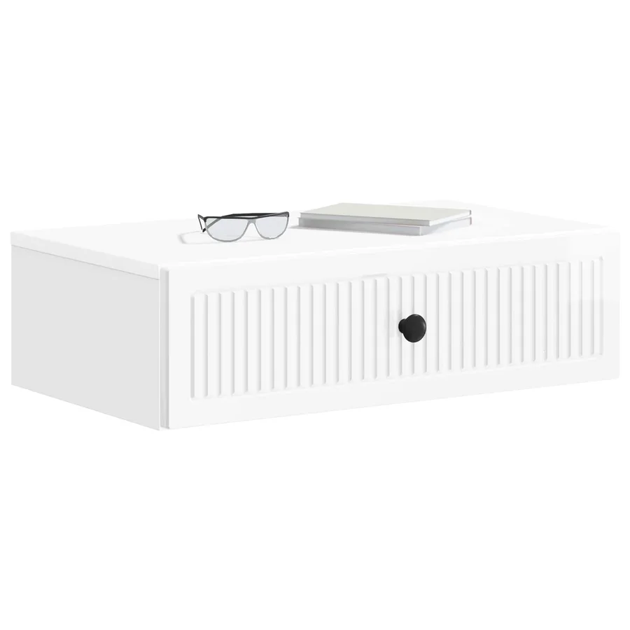 Table d'appoint murale Blanc brillant 59 x 34,5 x 17 cm - 3