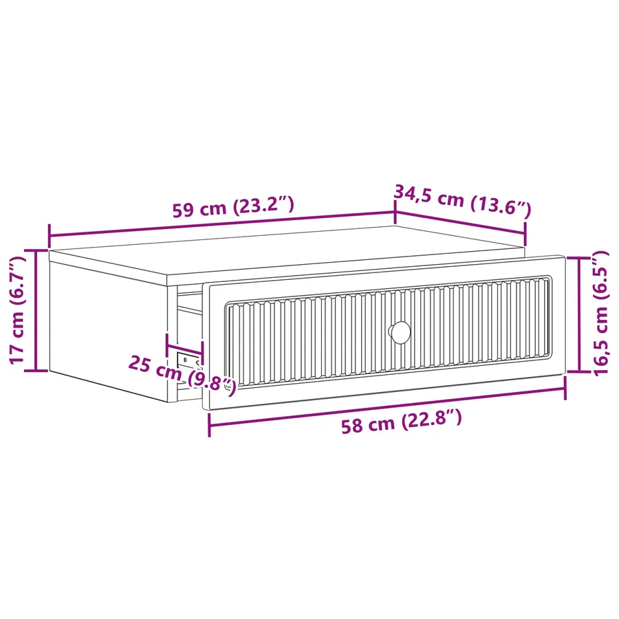 Table d'appoint murale Blanc brillant 59 x 34,5 x 17 cm - 8