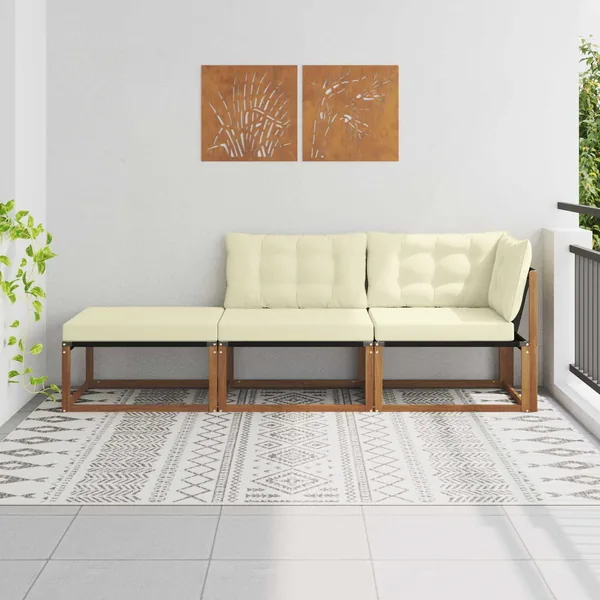 Unités de sofa sectionnel d'extérieur 3 Pièce Naturel