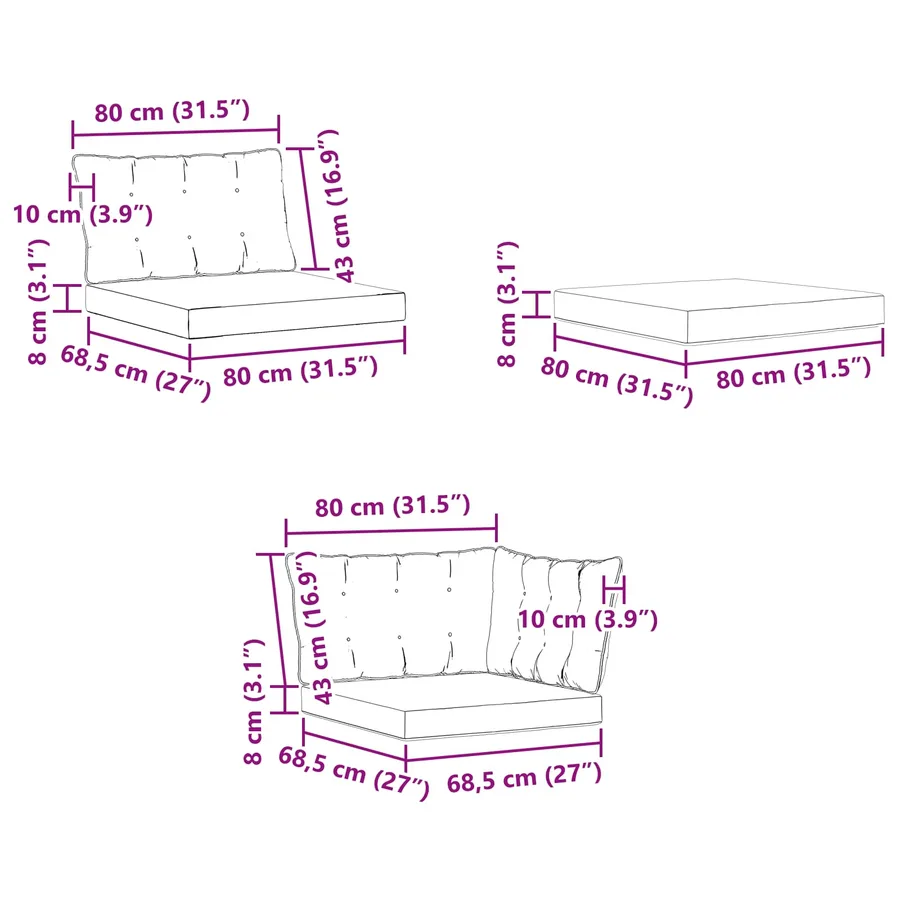 Unités de sofa sectionnel d'extérieur 3 Pièce Naturel - 16