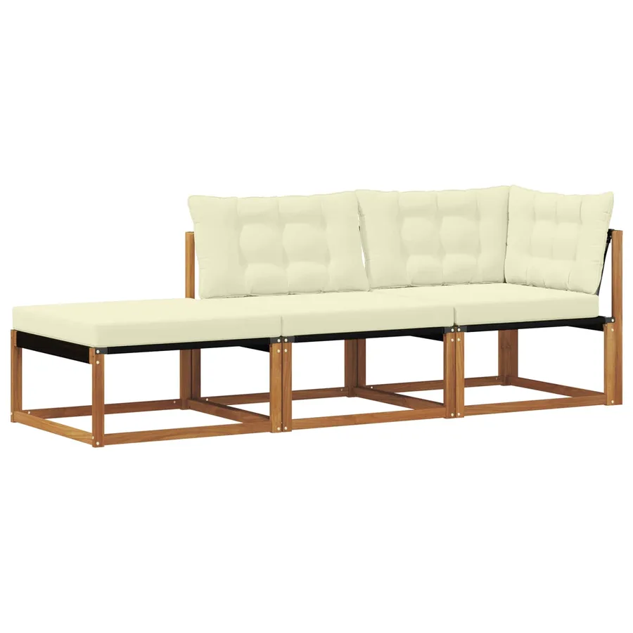 Unités de sofa sectionnel d'extérieur 3 Pièce Naturel - 2