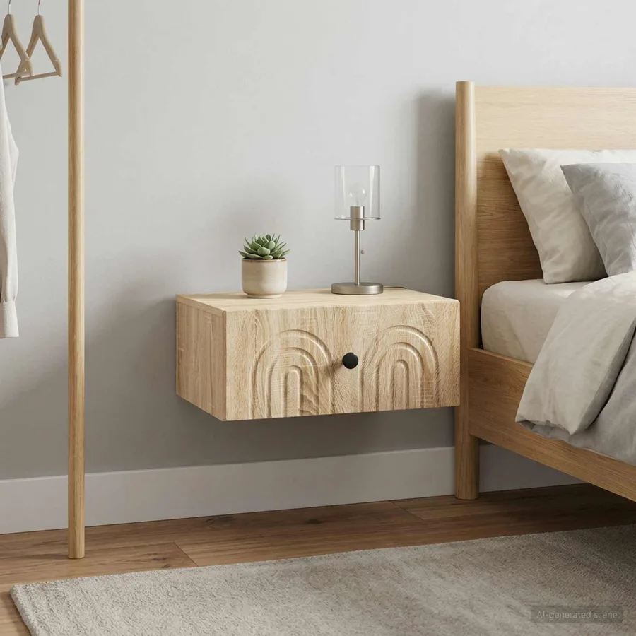 Cabinet de chevet mural 2 pcs Chêne Sonoma 49 x 34,5 x 20 cm - 4