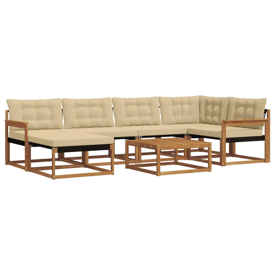 Ensemble de canapés d'extérieur 19 pcs Naturel et Beige - 2
